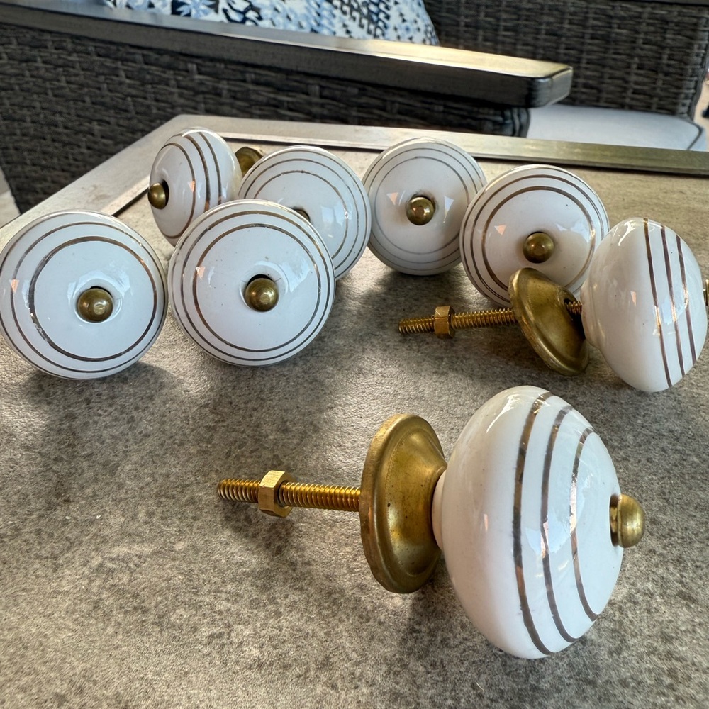 White and Gold Decor Dresser Knobs